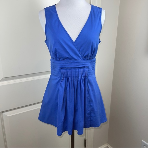 BCBGMAxAzria Chambra Blue V Neck Peplum Top XS - Picture 3 of 12